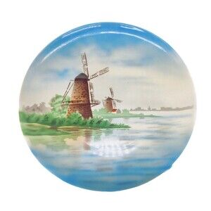 Rare Vintage Majolica Style Hand Painted Windmill Plate Tilso Japan Numbered